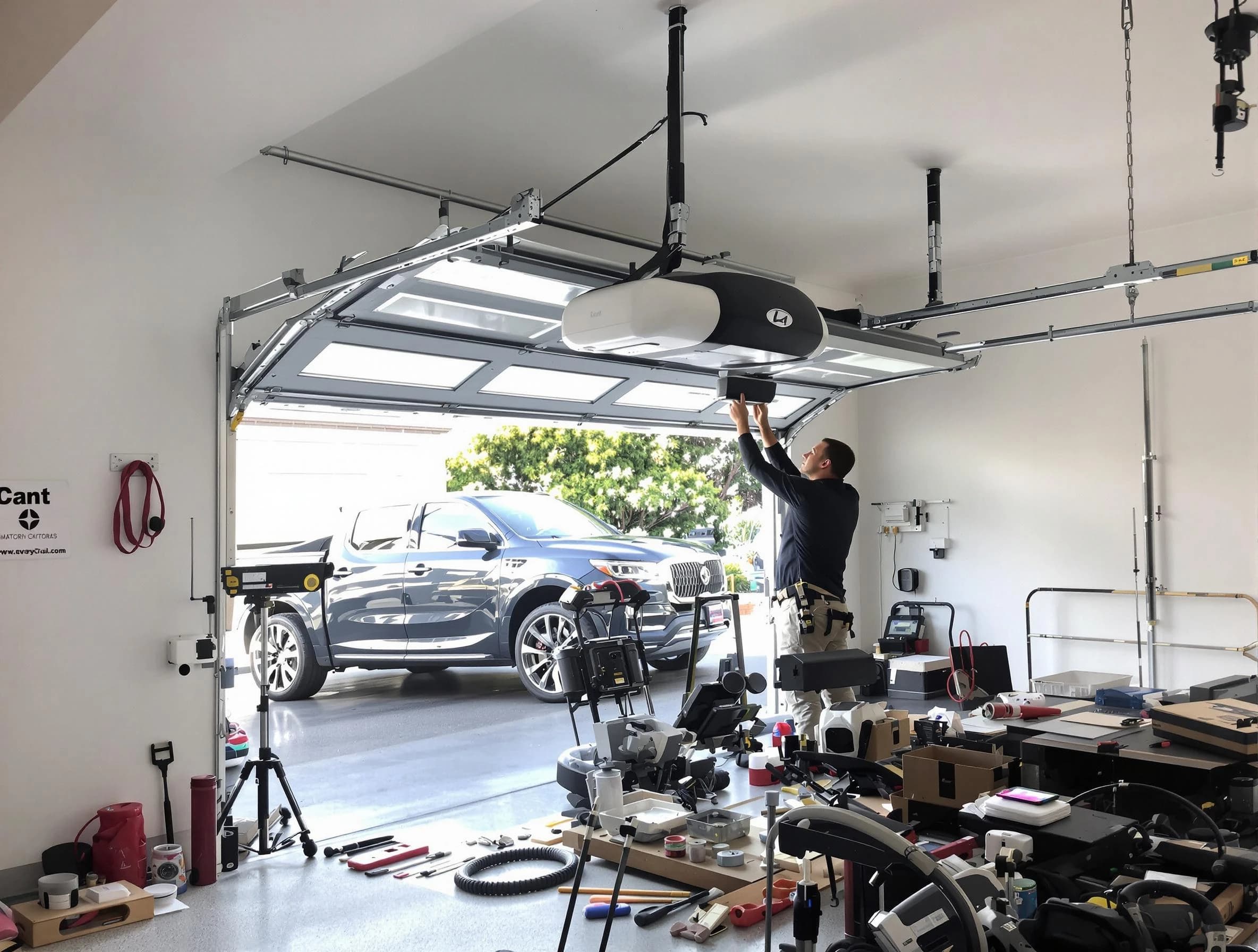 Old Bridge Garage Door Repair specialist installing smart garage door opener system in Old Bridge home