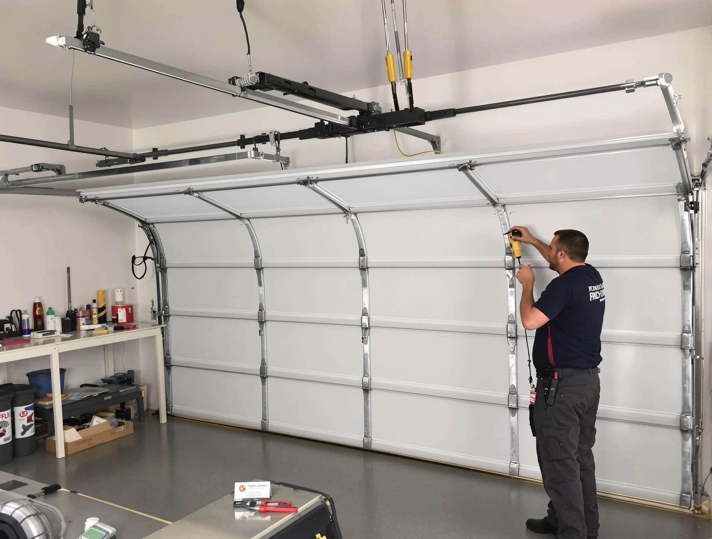 Old Bridge Garage Door Repair certified technician performing overhead door system repair in Old Bridge