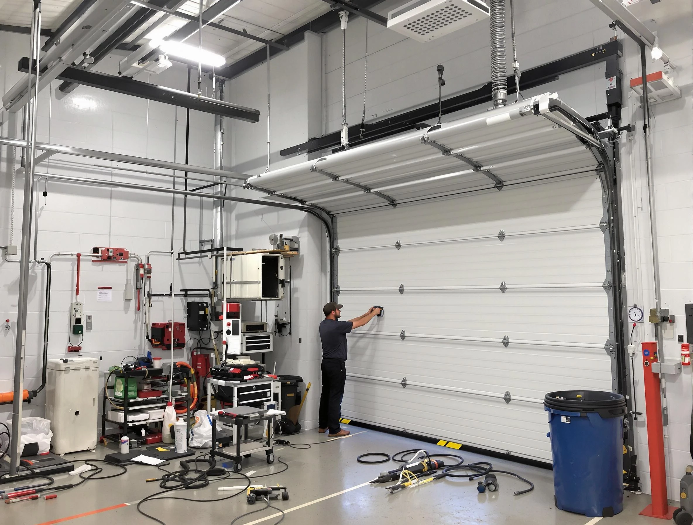 Old Bridge Garage Door Repair certified technician performing commercial door repair at a Old Bridge business facility